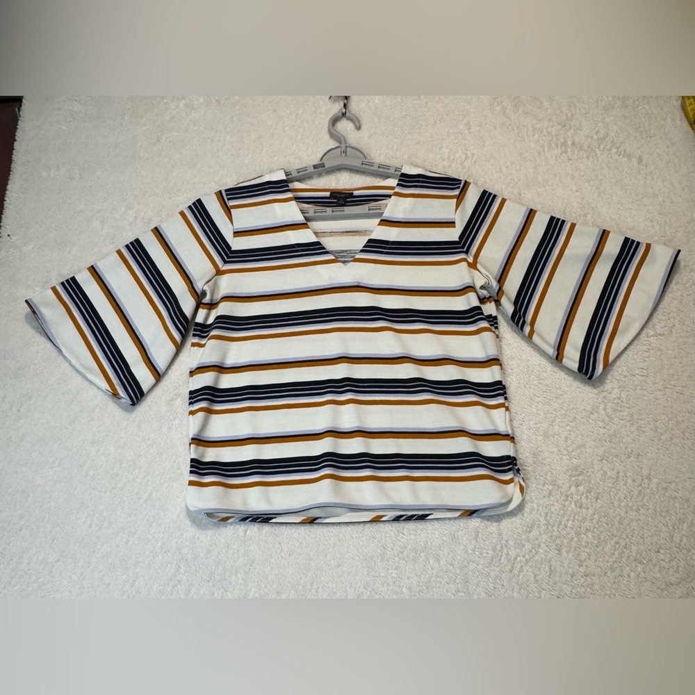 Ann Taylor Striped Bell Sleeves Top Size Medium